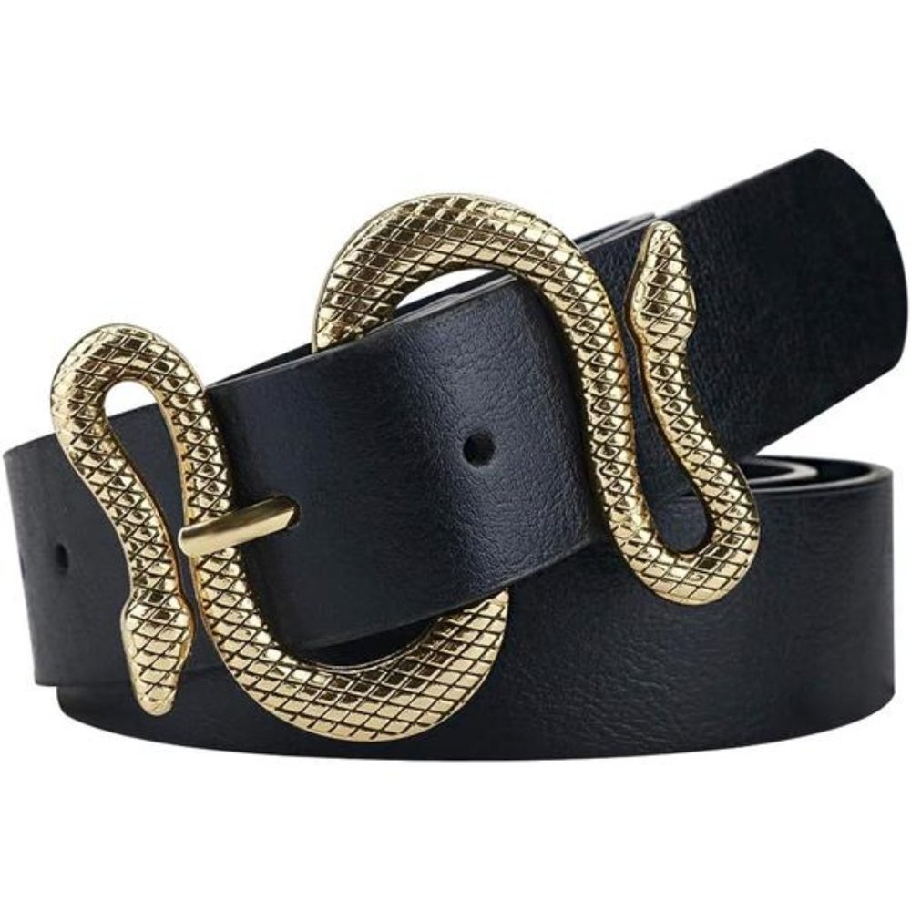 Belts for Women Fashion Leather Belt for Dress with Snake Belt Buckle Choose Sz